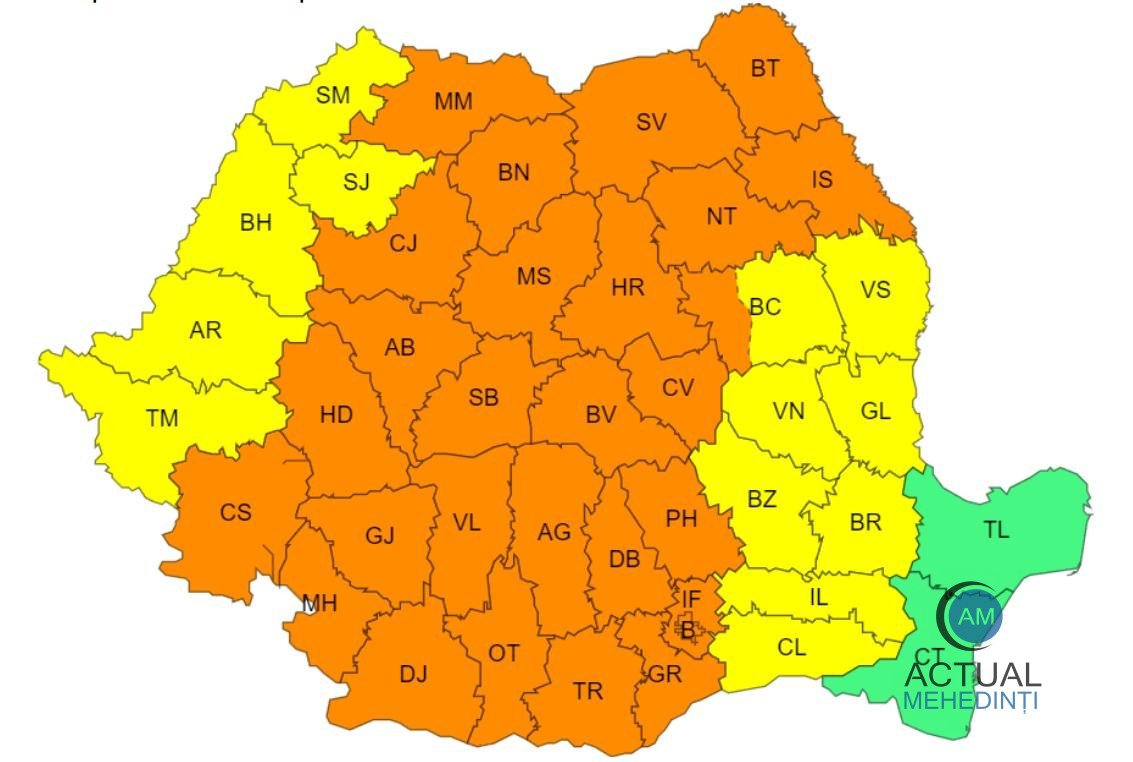 Continuă vijeliile. Cod portocaliu de vreme rea până mâine!