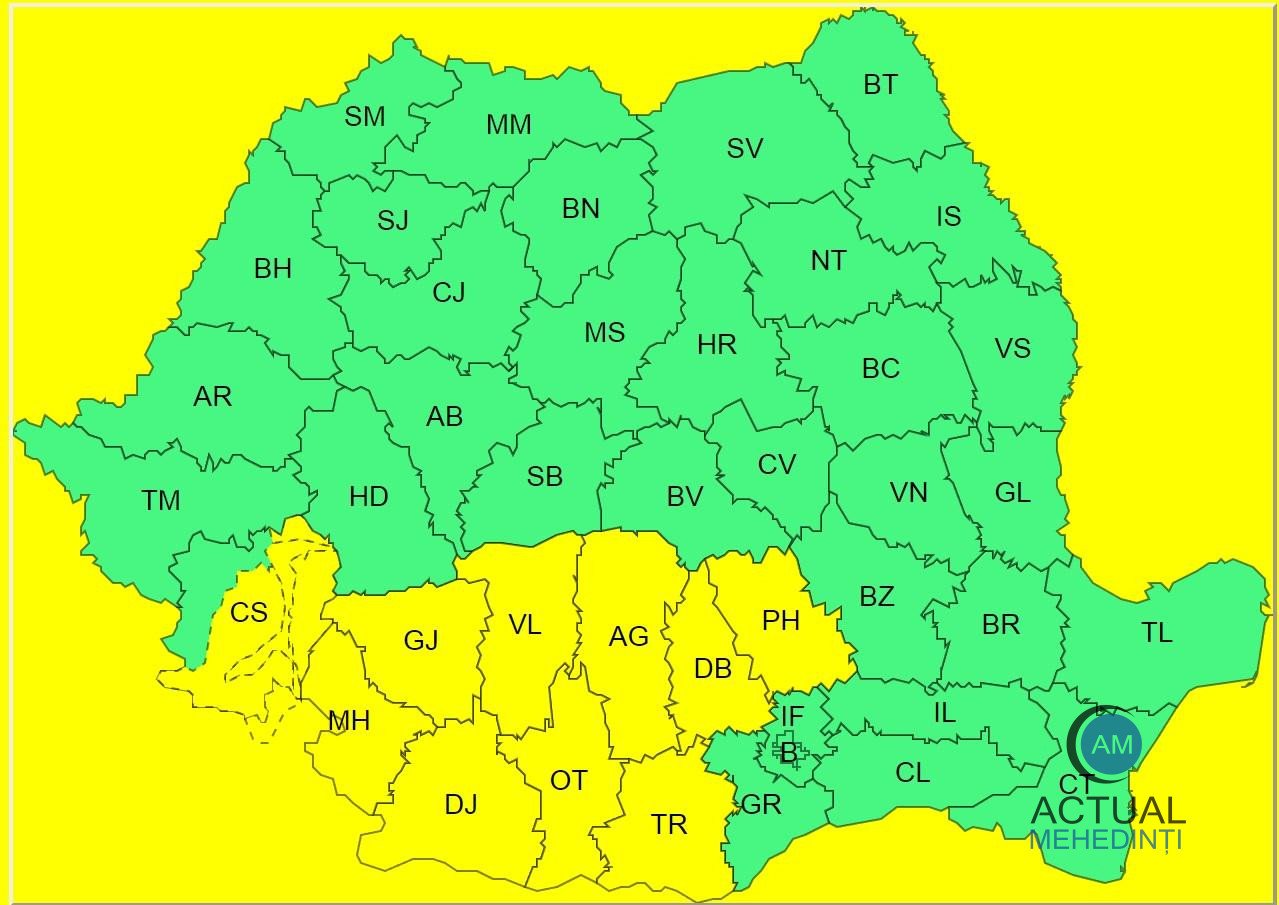 Urmează ploi și vijelii. Se prelungește atenționarea de vreme rea.