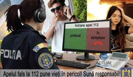 Apelul fals la 112 pune vieți în pericol! Statistici alarmante: 3,29% din apelurile către 112 sunt nejustificate sau false.