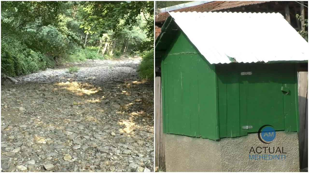 Efectele secetei: râul Bahna a secat, iar apa din fântâni este tot mai puțină. Localnicii nu au de unde să adape animalele și să ude grădinile.