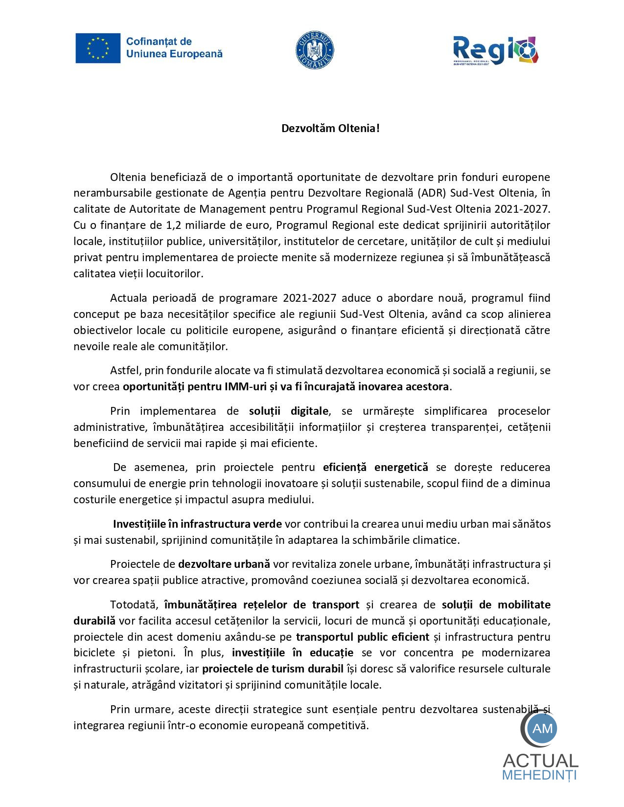 Dezvoltăm Oltenia!