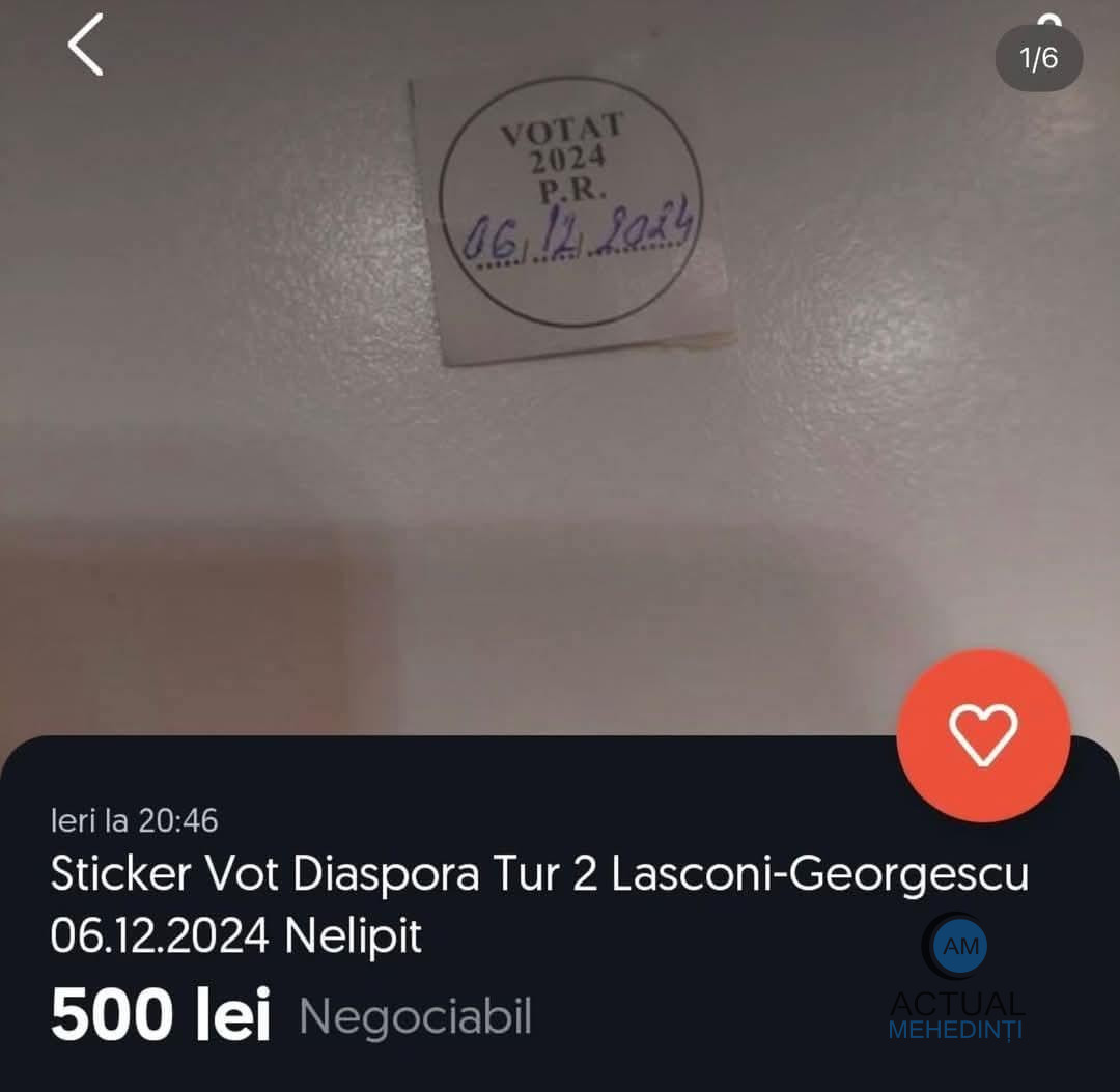 Stickere de vot la turul al doilea la prezidențiale, la vânzare pe internet!
