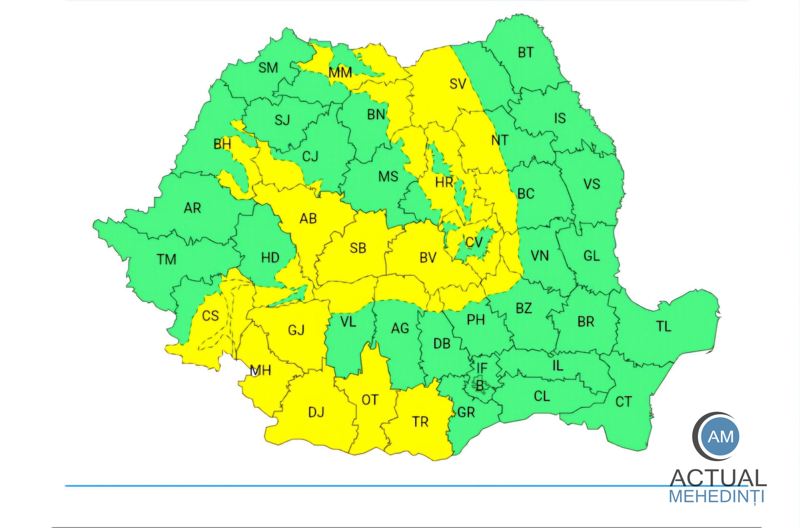 ANM a emis cod galben de vreme rea. Vânt puternic, inclusiv în Mehedinți!