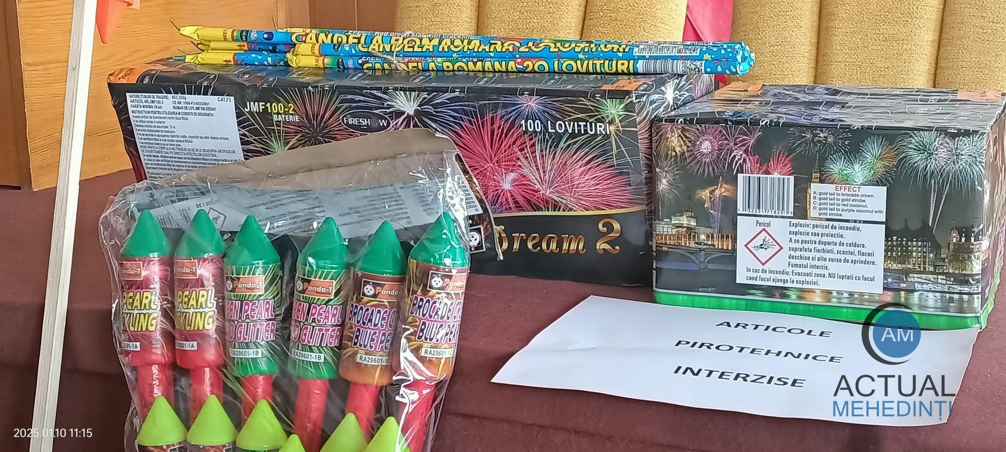 Planul „Pirotehnic”, la final: peste 300 de kilograme de articole pirotehnice, confiscate și 8 dosare penale întocmite de polițiști!
