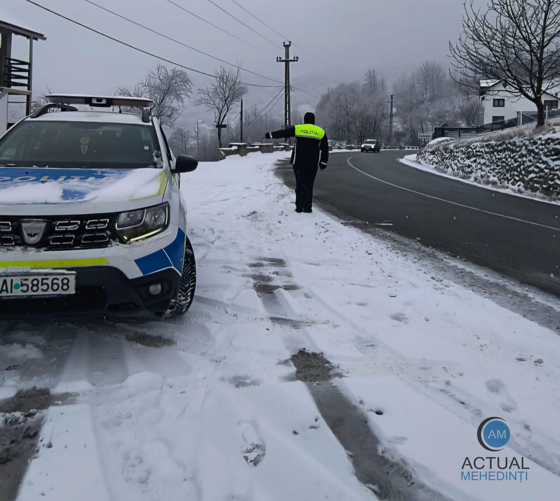 Iarnă în toată regula, în Mehedinți! Recomandările polițiștilor pentru a preveni incidentele în trafic!
