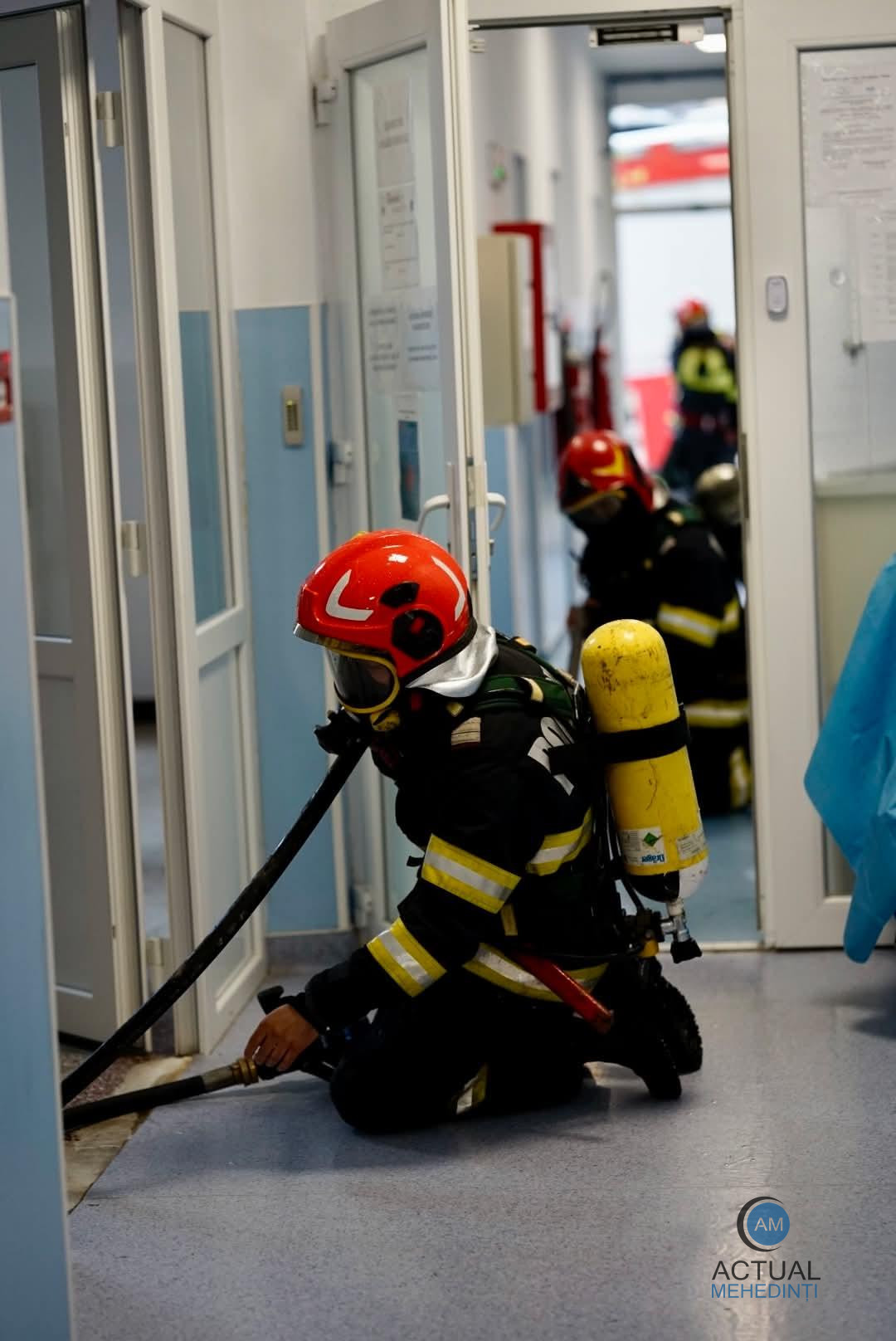 Exercițiu în caz de incendiu la Spitalul Orșova