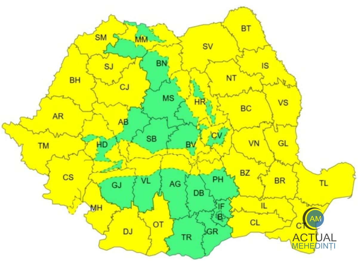 Meteorologii au emis cod de vreme rea. Urmează perioade cu rafale de vânt puternic.