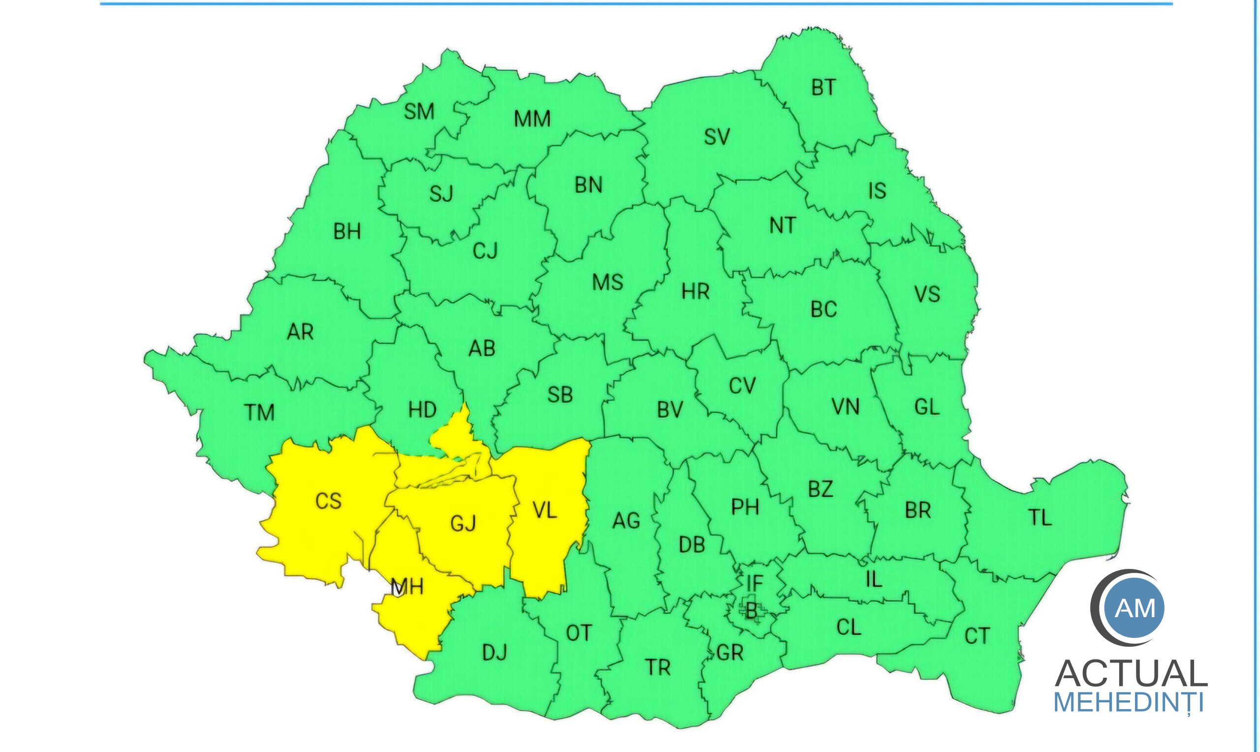 Cod galben de ploi, în Mehedinți!