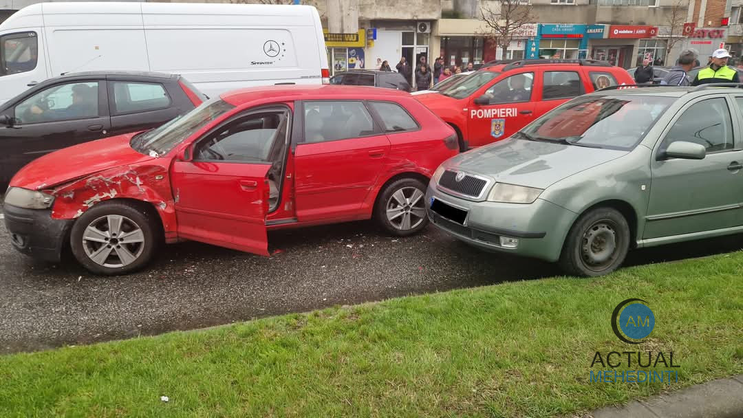 Accident în lanț, produs pe principala arteră de circulație din Severin!