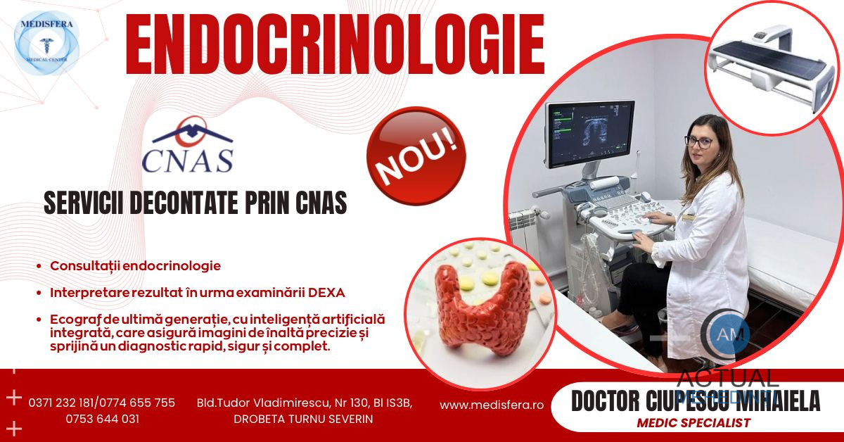 Centrul Medical Medisfera, consultații de endocrinologie, gratuite, decontate prin CNAS!