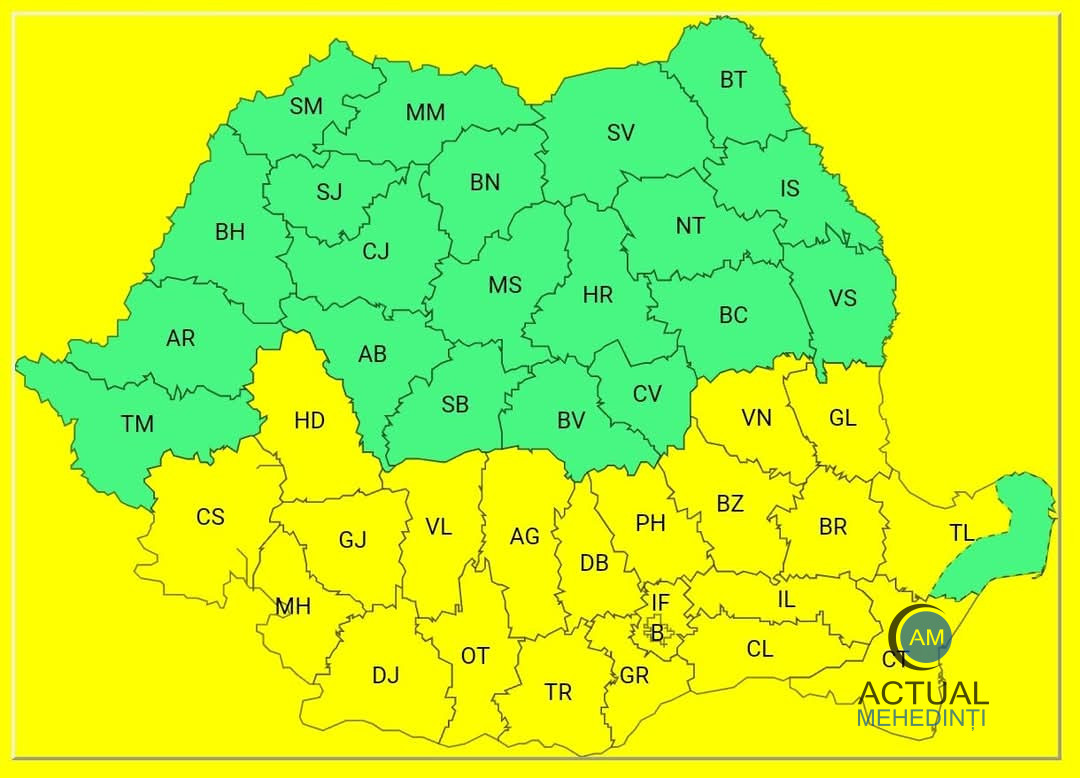 O nouă atenționare de vreme rea. Meteorologii anunță vijelii, grindină și ploi.