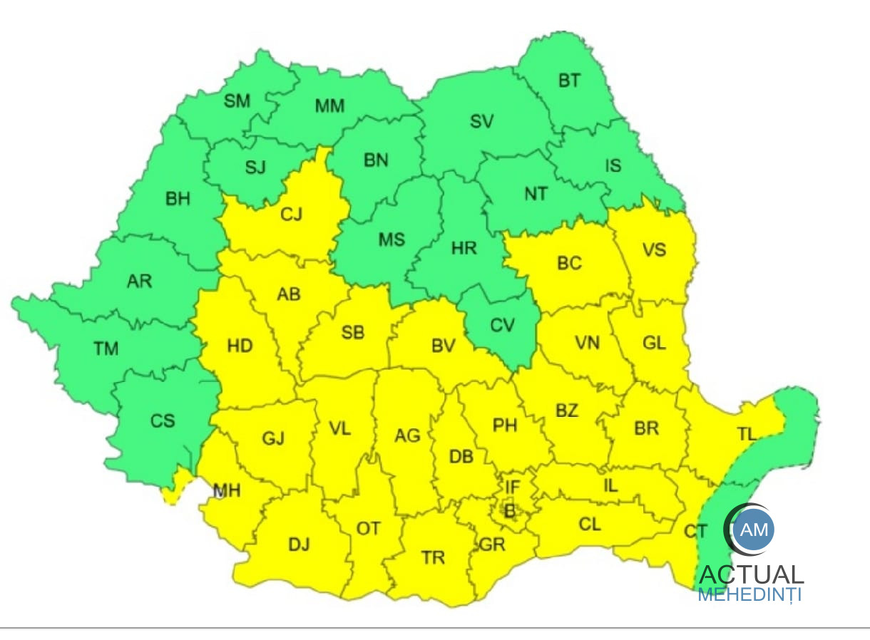 Cod galben de ploi și vijelii!