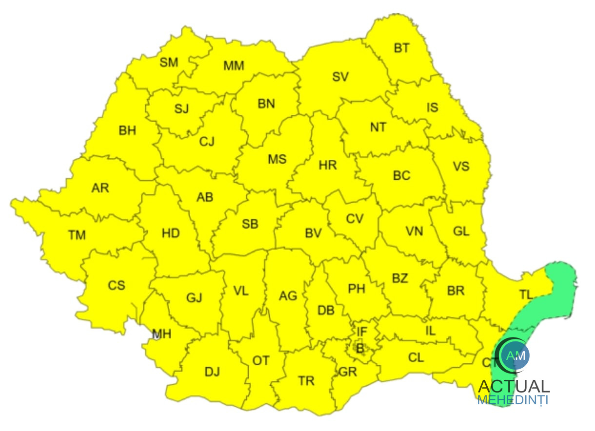 Ploi, vijelii și grindină! ANM a emis cod galben de vreme rea.